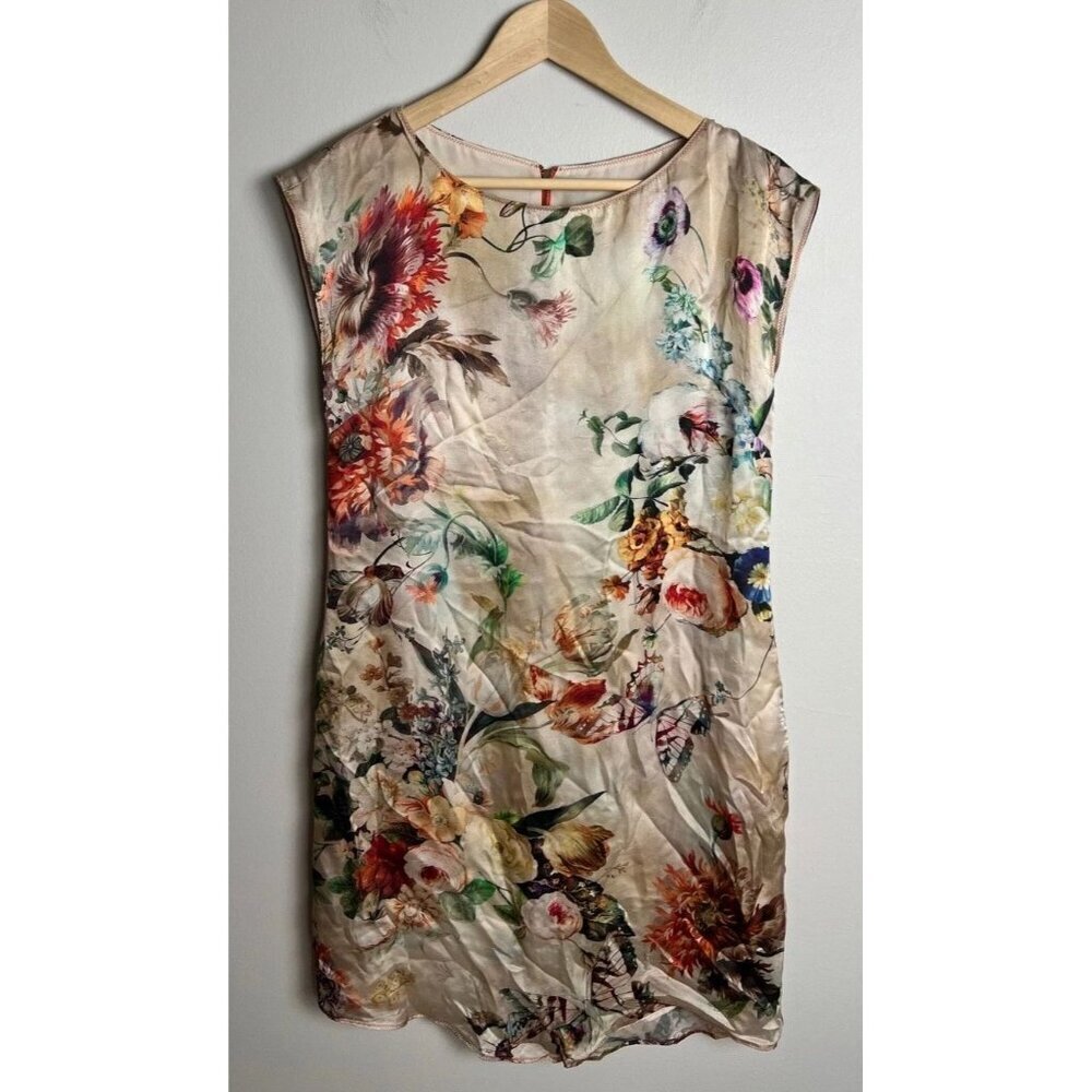 Sand Copenhagen Floral Butterfly 100% Silk Shift Dress Size 34 EU Women’s